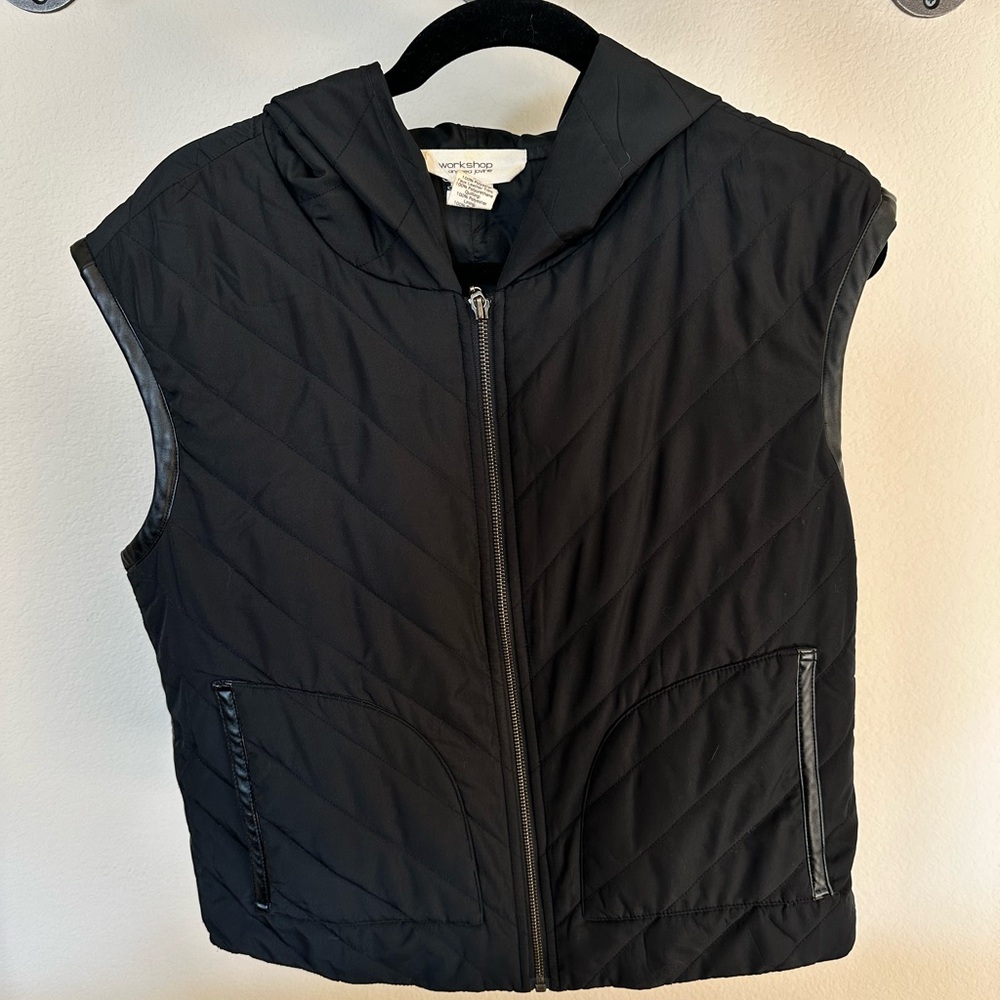 Black Quilted Hooded Vest